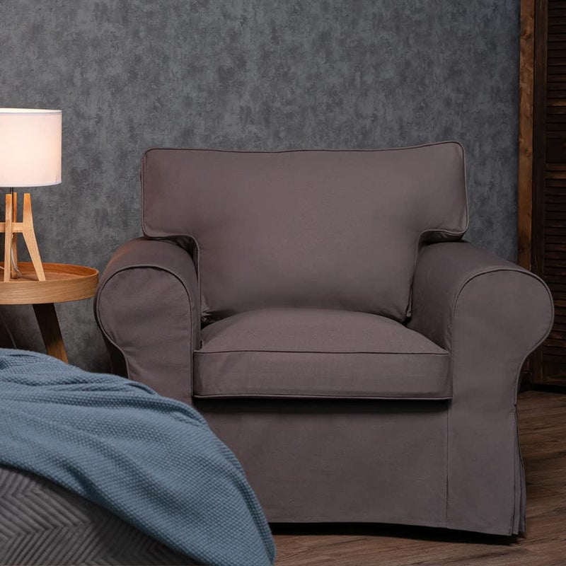MASTERS OF COVERS Ektorp Armchair 5 Color Cotton Cover for The IKEA Ektorp Chair Slipcover Replacement (Cotton-Dark Grey)-Not Fit for Uppland Series Sofa (Armchair Cover Only!) - Image 4